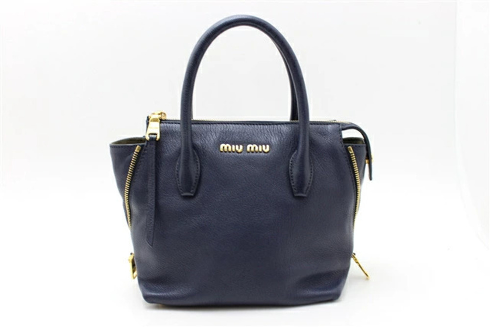 Miu Miu bag handbag Madras calfskin Navy Blue
